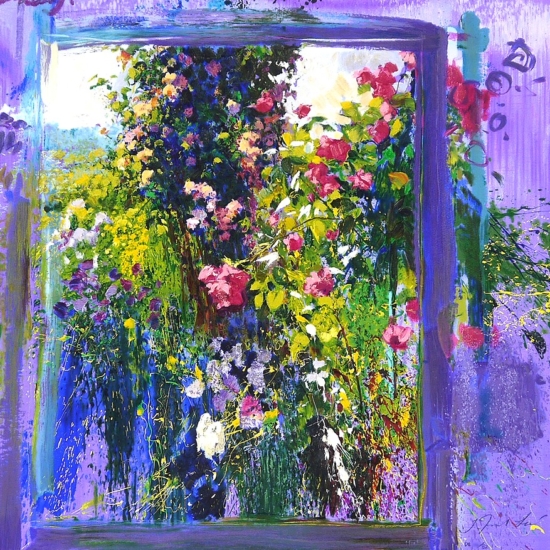 ホアキン・トレンツ・リャドの絵画作品　タイトルは、ジヴェルニーの薔薇